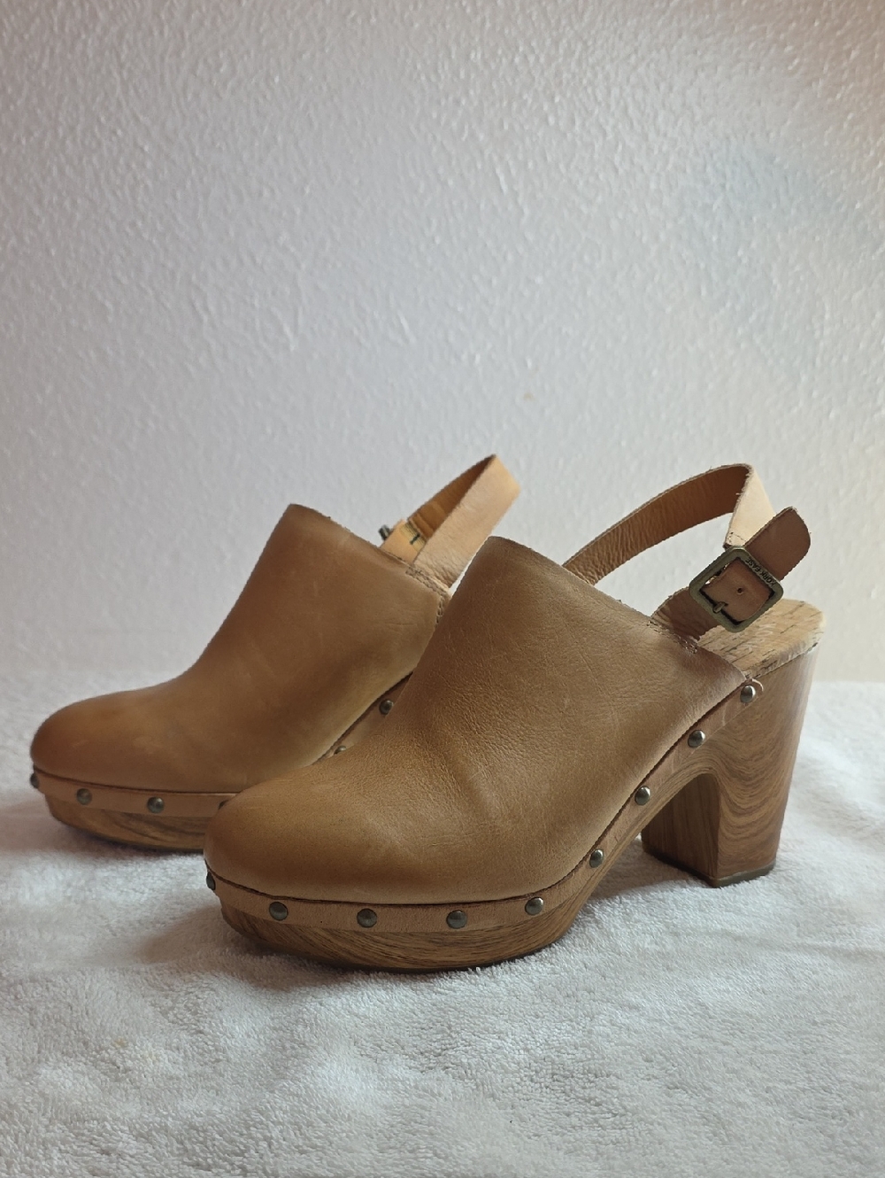 Kork Ease Darby Womens 10 Clog Slingback Leather Wood Grain Heel Worn Once Vguc